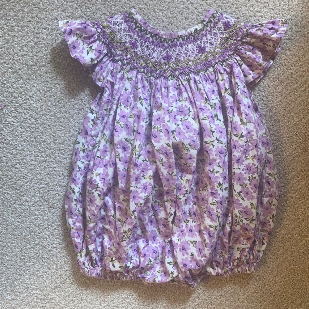 Smocked Sweets Bubble 2t Purple Floral